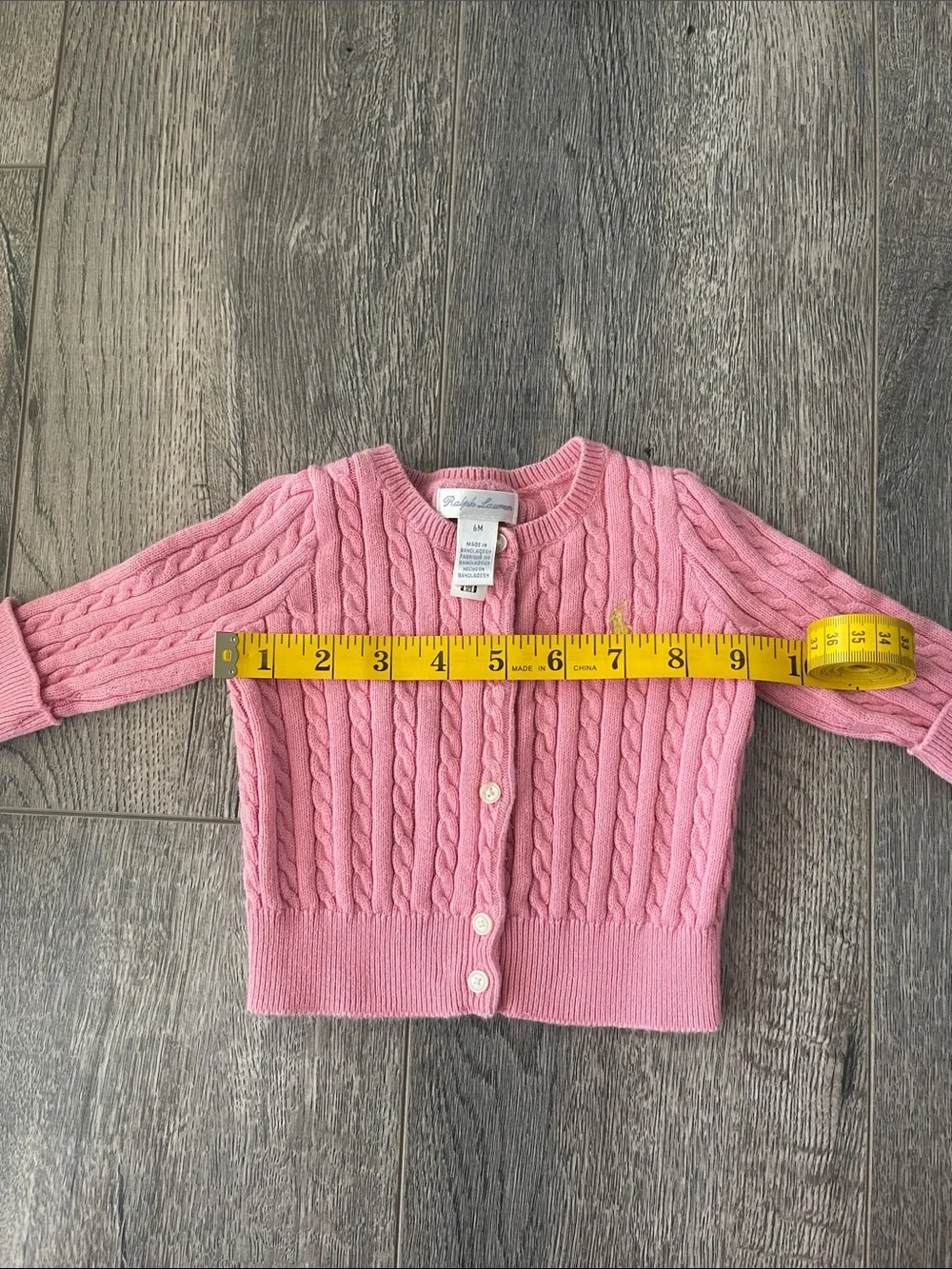 Ralph Lauren Pink Cable Knit Baby Cardigan